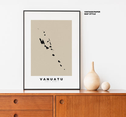 Vanuatu Map Print - Personalised Map Gift - Framed or Canvas Options Available - Custom Text Options - Personalised Gift - Oceania