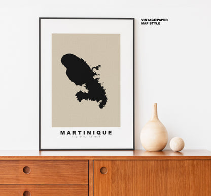 Martinique Map Print - Personalised Map Gift - Framed or Canvas Options Available - Custom Text Options - Personalised Gift - Caribbean