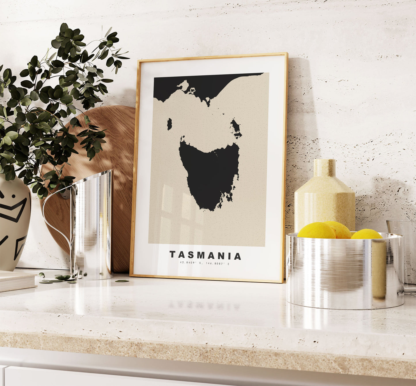 Tasmania Map Print - Personalised Map Gift - Framed or Canvas Options Available - Custom Text Options - Personalised Gift - Oceania