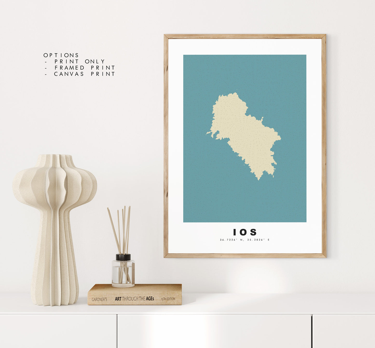 Ios Map Print - Personalised Map Gift - Framed or Canvas Options Available - Custom Text Options - Personalised Gift - Greece & Islands