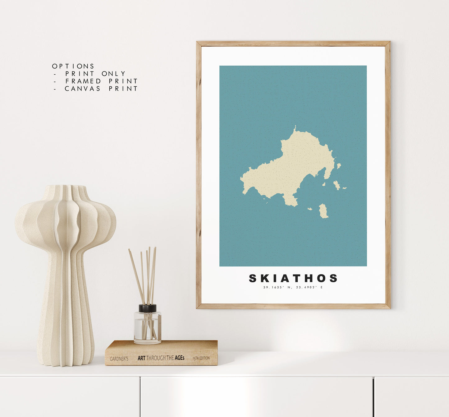 Skiathos Map Print - Personalised Map Gift - Framed or Canvas Options Available - Custom Text Options - Personalised Gift - Greece & Islands