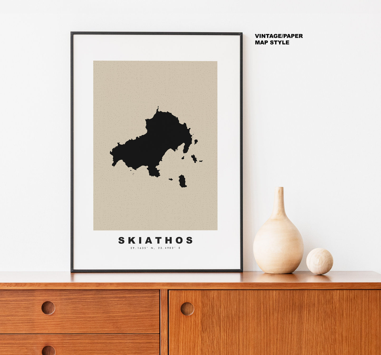 Skiathos Map Print - Personalised Map Gift - Framed or Canvas Options Available - Custom Text Options - Personalised Gift - Greece & Islands