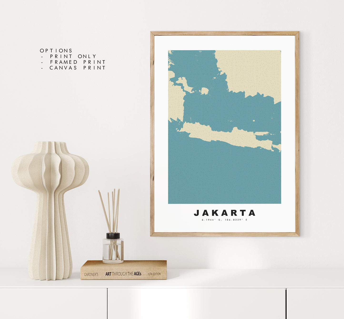 Jakarta Map Print - Personalised Map Gift - Framed or Canvas Options Available - Custom Text Options - Personalised Gift - Asia