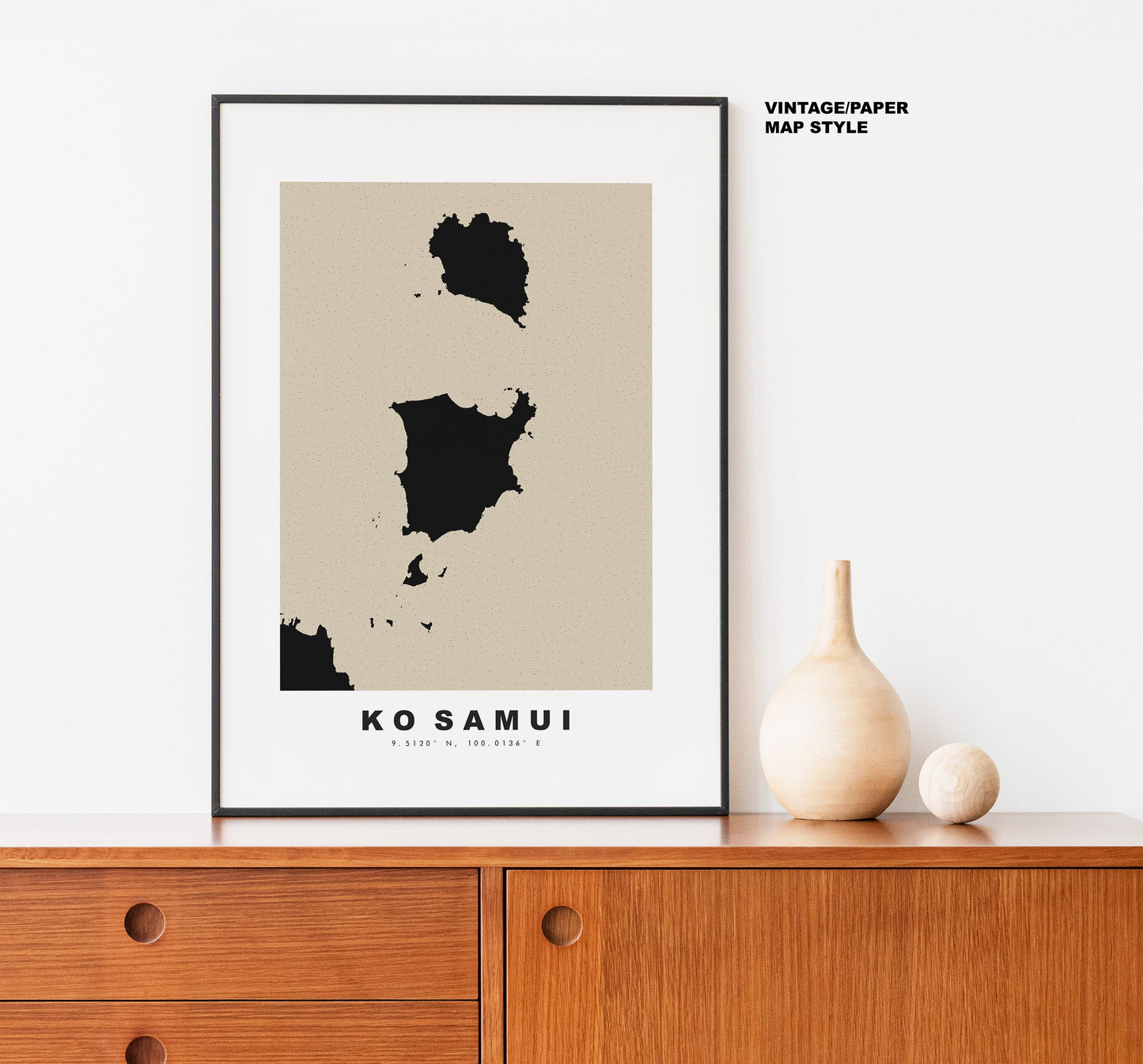 Ko Samui Map Print - Personalised Map Gift - Framed or Canvas Options Available - Custom Text Options - Personalised Gift - Asia