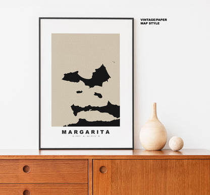 Isla Margarita Map Print - Personalised Map Gift - Framed or Canvas Options Available - Custom Text Options - Personalised Gift - Caribbean