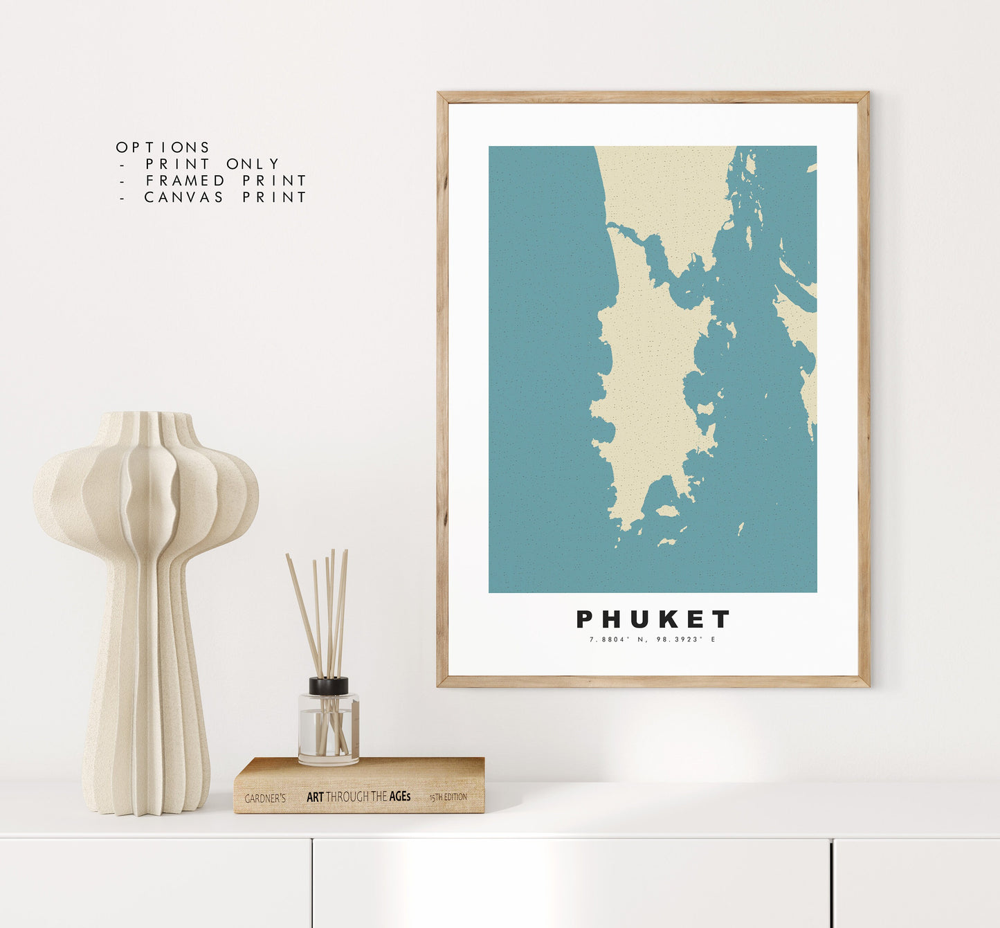 Phuket Map Print - Personalised Map Gift - Framed or Canvas Options Available - Custom Text Options - Personalised Gift - Asia