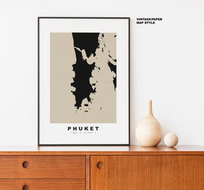 Phuket Map Print - Personalised Map Gift - Framed or Canvas Options Available - Custom Text Options - Personalised Gift - Asia