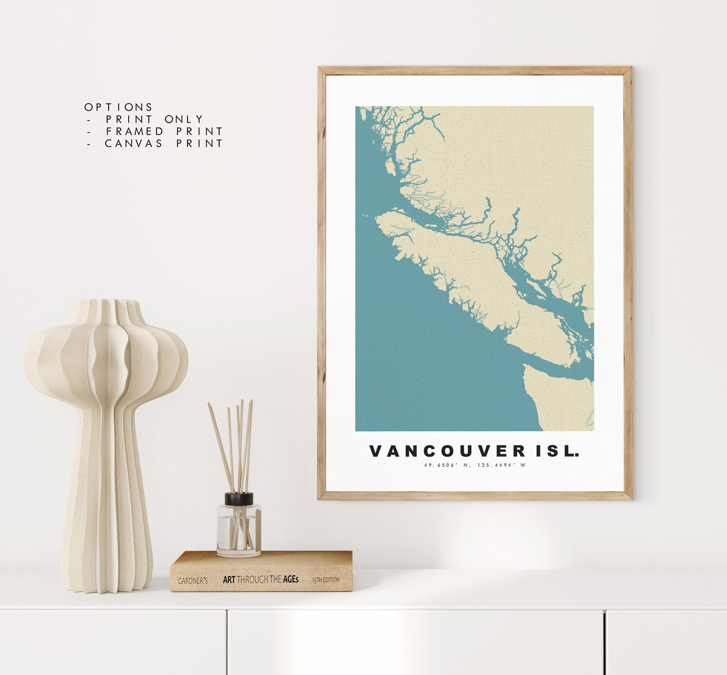 Vancouver Island Map Print - Personalised Map Gift - Framed or Canvas Options Available - Custom Text Options - Personalised Gift - North America