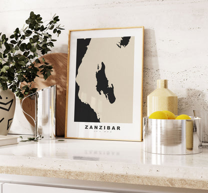 Zanzibar Map Print - Personalised Map Gift - Framed or Canvas Options Available - Custom Text Options - Personalised Gift - Africa