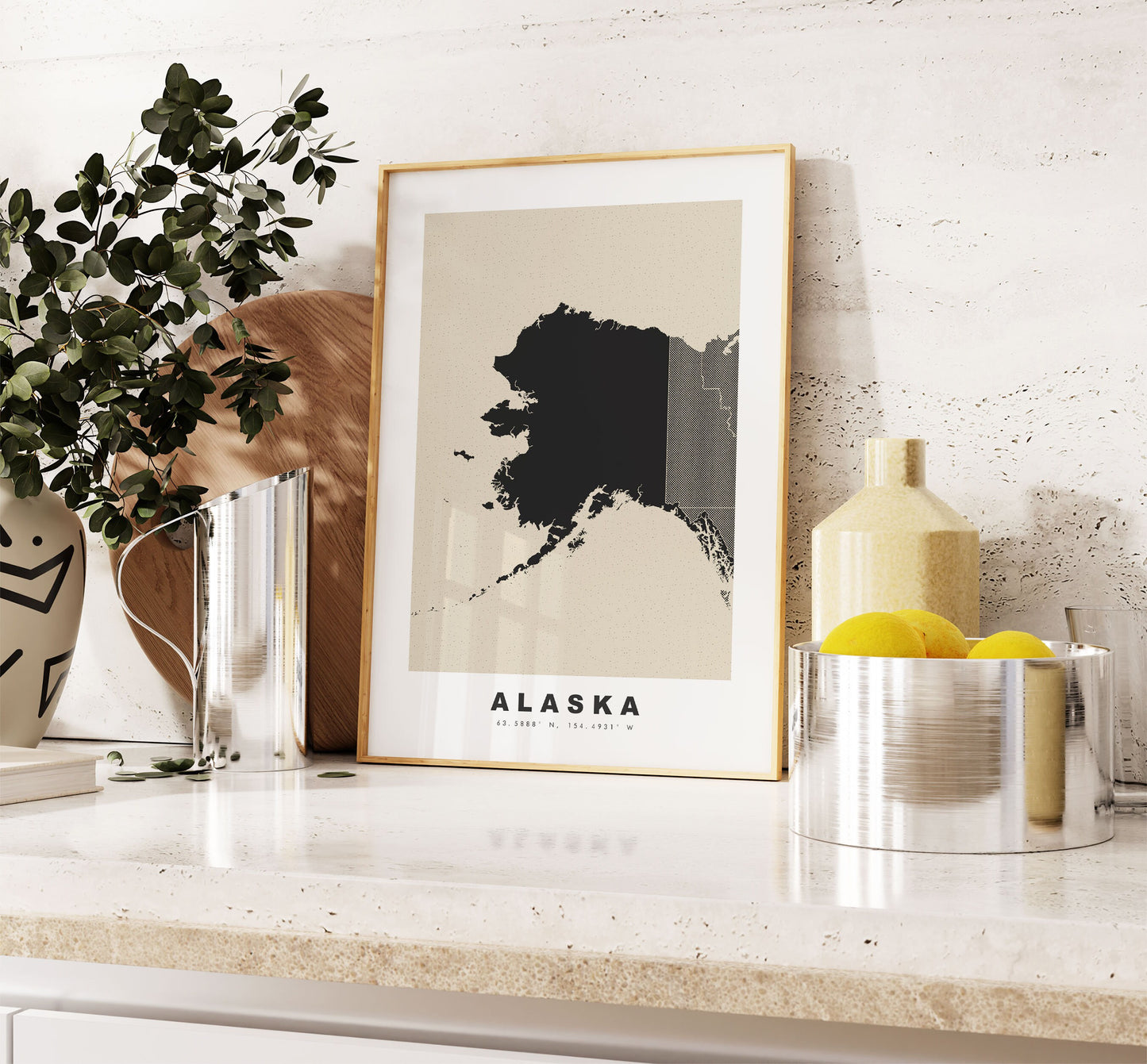 Alaska Map Print - Personalised Map Gift - Framed or Canvas Options Available - Custom Text Options - Personalised Gift - US States & Islands