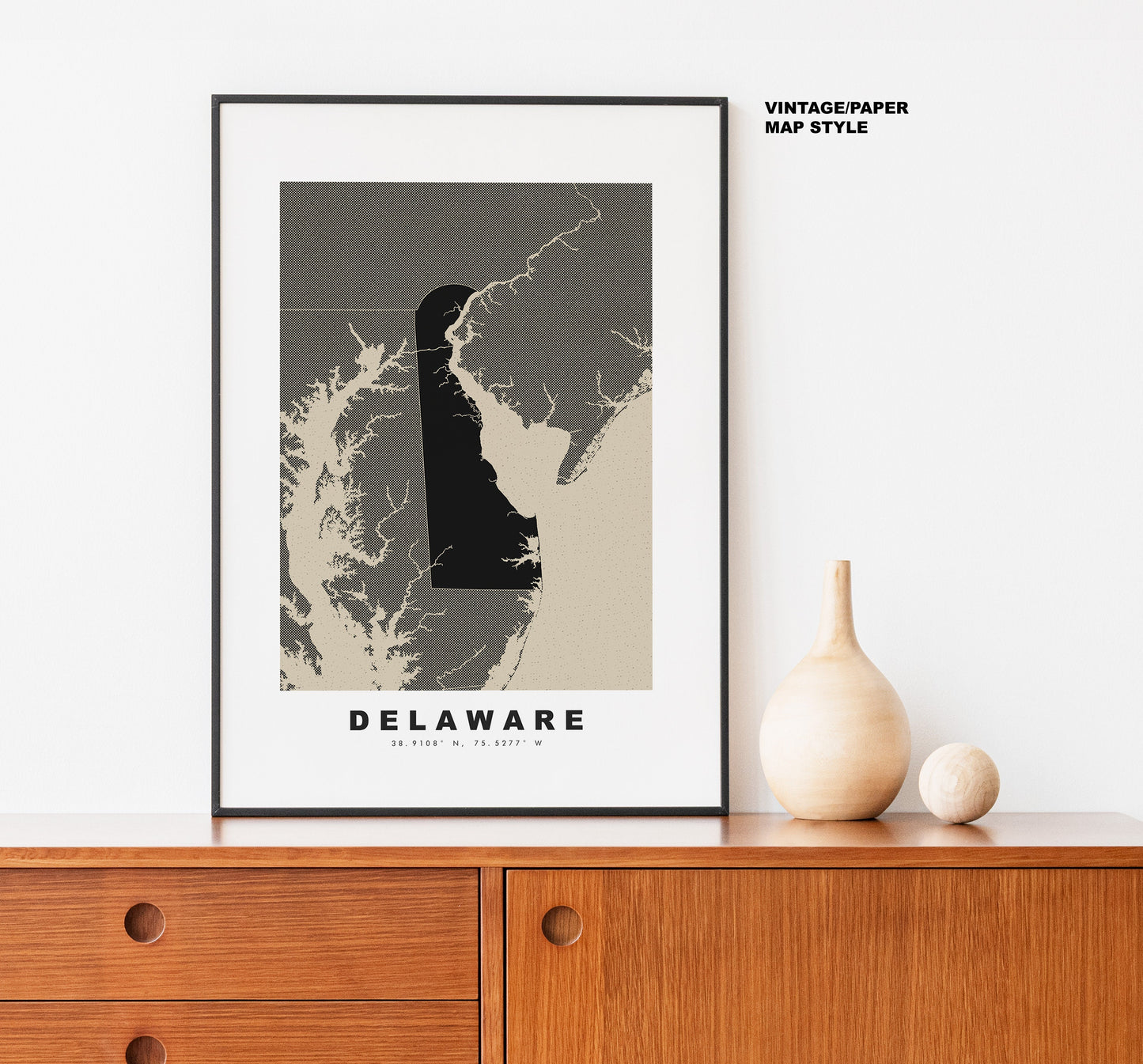 Delaware Map Print - Personalised Map Gift - Framed or Canvas Options Available - Custom Text Options - Personalised Gift - US States & Islands