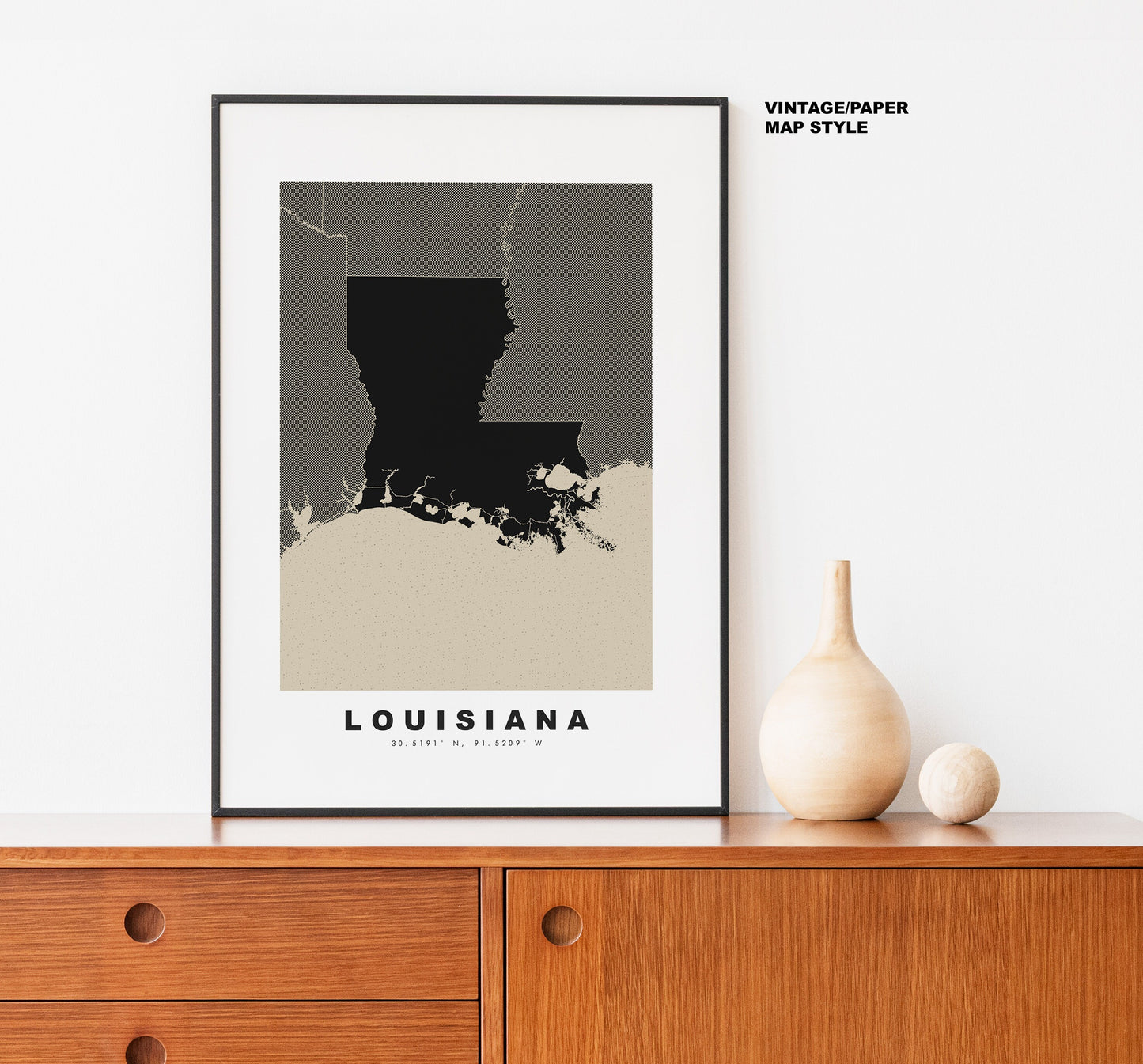 Louisiana Map Print - Personalised Map Gift - Framed or Canvas Options Available - Custom Text Options - Personalised Gift - US States & Islands