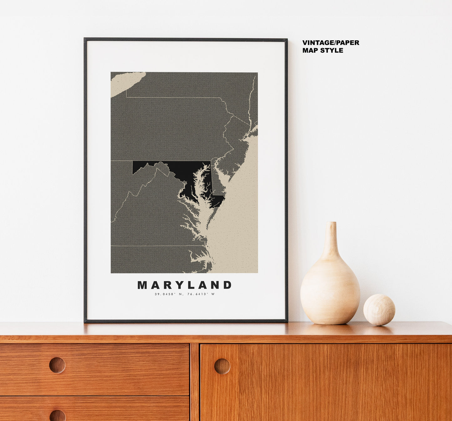 Maryland Map Print - Personalised Map Gift - Framed or Canvas Options Available - Custom Text Options - Personalised Gift - US States & Islands