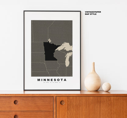 Minnesota Map Print - Personalised Map Gift - Framed or Canvas Options Available - Custom Text Options - Personalised Gift - US States & Islands