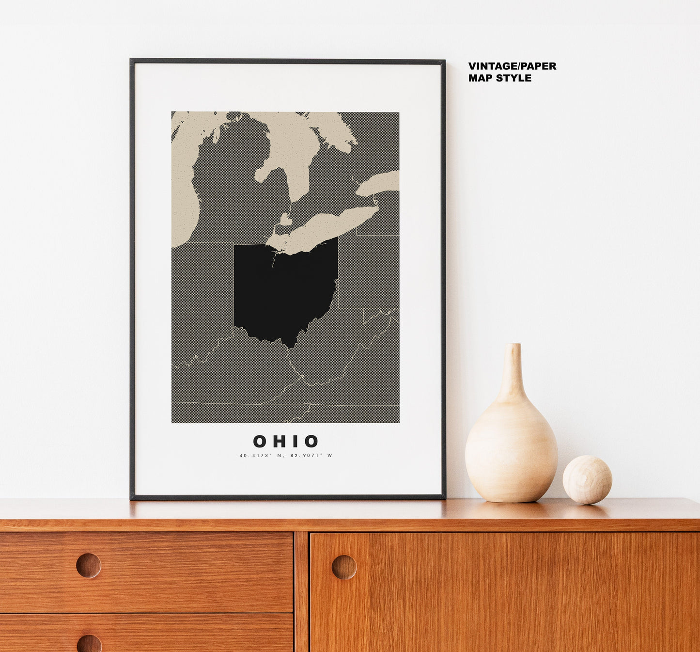 Ohio Map Print - Personalised Map Gift - Framed or Canvas Options Available - Custom Text Options - Personalised Gift - US States & Islands