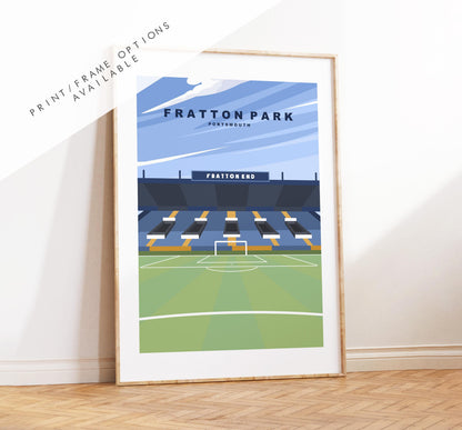 Fratton Park Travel Poster - Wall Art Print - Southsea and Portsmouth Travel Posters - Minimalist Retro Style - Prints or Framed Prints