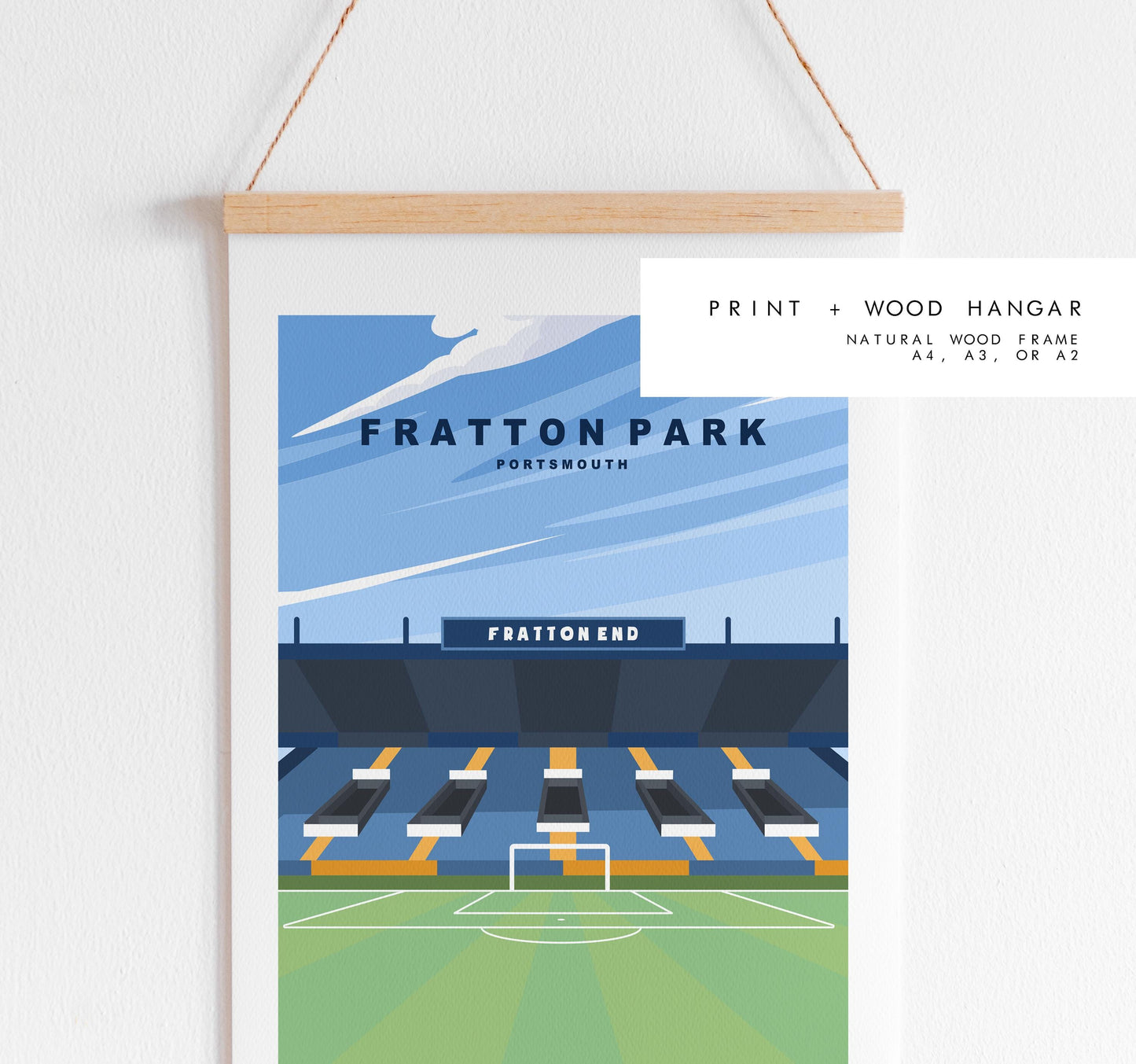 Fratton Park Travel Poster - Wall Art Print - Southsea and Portsmouth Travel Posters - Minimalist Retro Style - Prints or Framed Prints