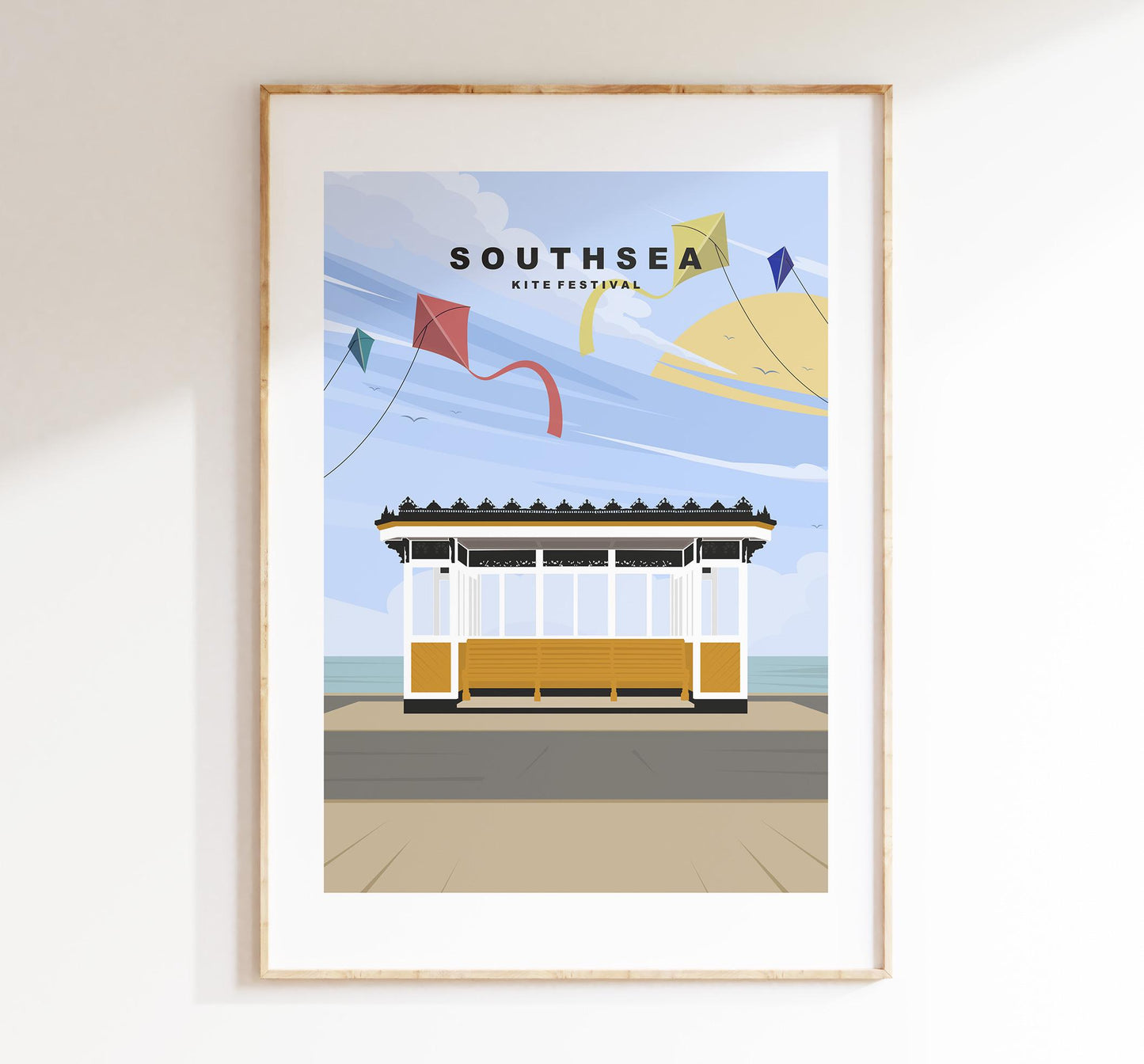 Southsea Kite Festival Travel Poster - Wall Art Print - Southsea and Portsmouth Travel Posters - Minimalist  - Prints or Framed Prints