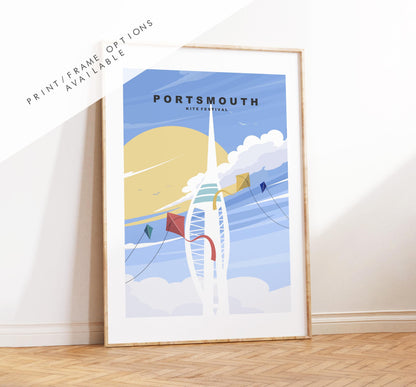 Portsmouth Kite Festival Travel Poster - Wall Art Print - Southsea and Portsmouth Travel Posters - Minimalist - Prints or Framed Prints