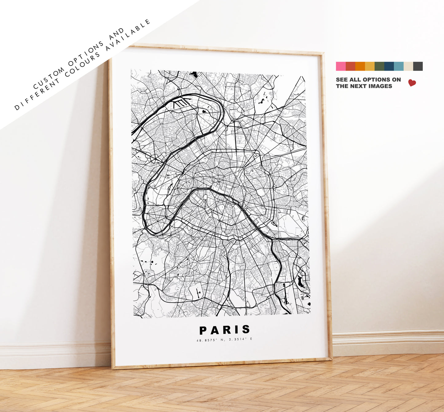 Paris Map Print - City Map Poster - Map Wall Art - France City Maps - Paris Print - Paris Poster - Minimalist City Map - France