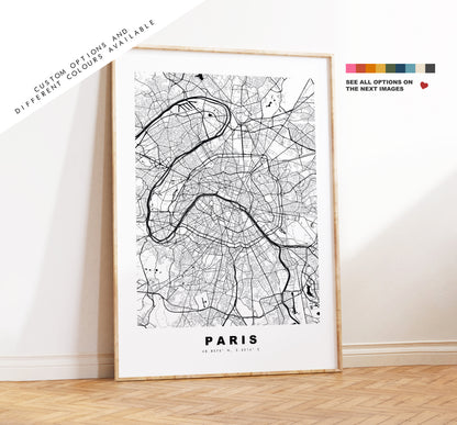 Paris Map Print - City Map Poster - Map Wall Art - France City Maps - Paris Print - Paris Poster - Minimalist City Map - France