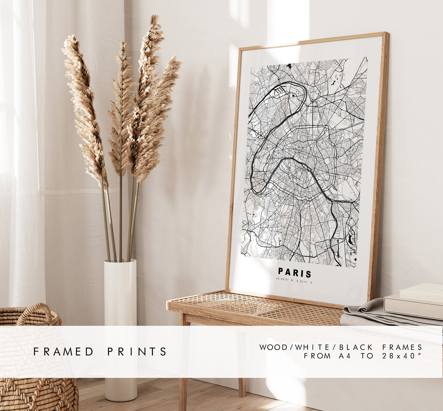 Paris Map Print - City Map Poster - Map Wall Art - France City Maps - Paris Print - Paris Poster - Minimalist City Map - France