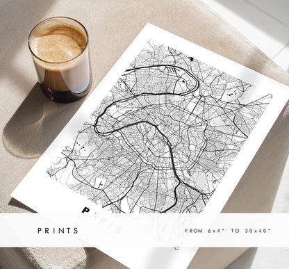 Paris Map Print - City Map Poster - Map Wall Art - France City Maps - Paris Print - Paris Poster - Minimalist City Map - France