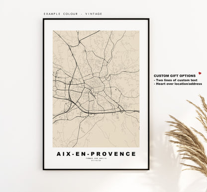 Aix en Provence Map Print - City Map Poster - Map Wall Art - France City Maps - Minimalist City Map - Aix en Provence, France