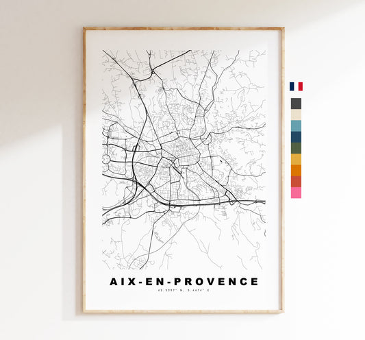 Aix en Provence Map Print - City Map Poster - Map Wall Art - France City Maps - Minimalist City Map - Aix en Provence, France