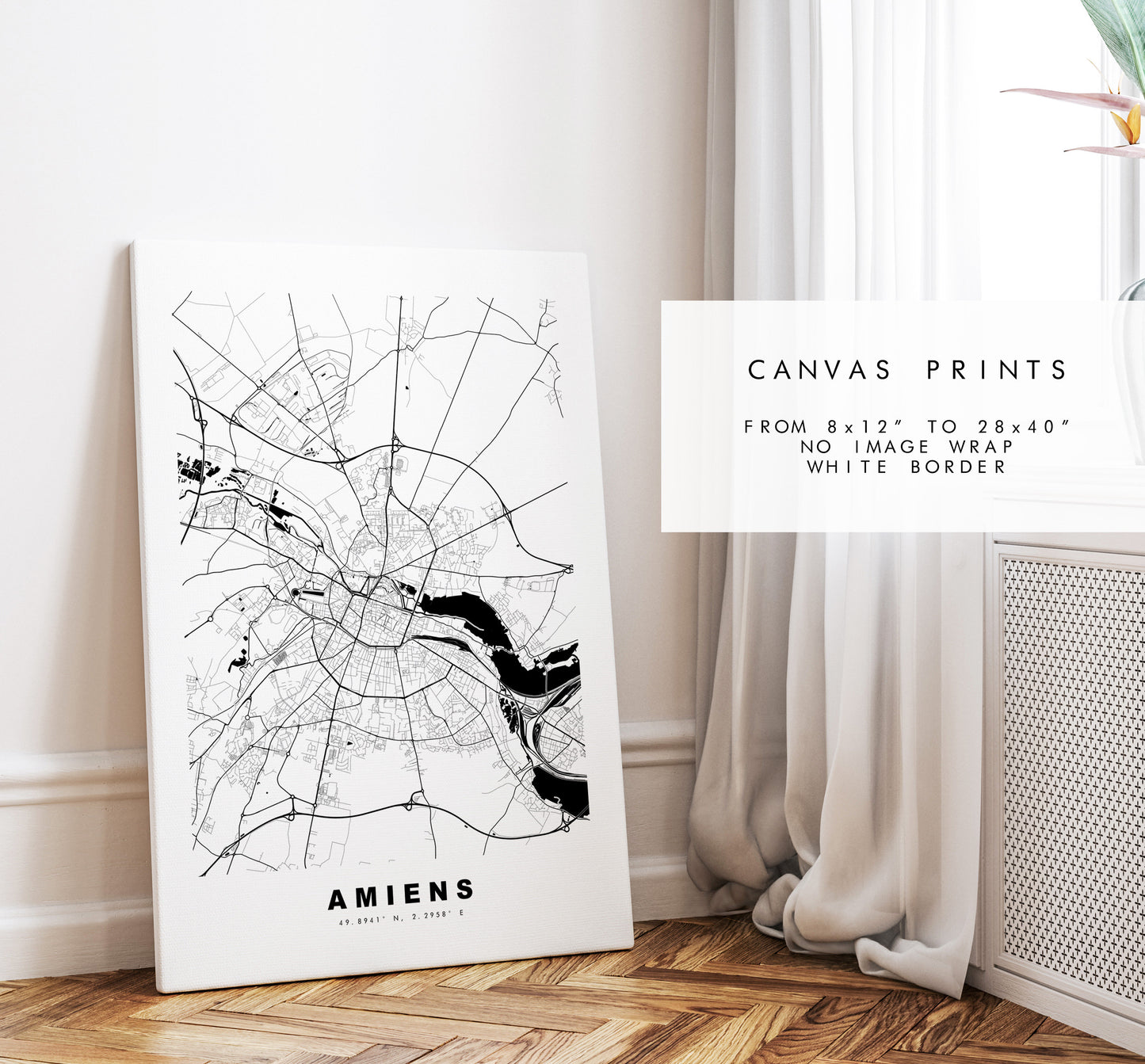 Amiens Map Print - City Map Poster - Map Wall Art - France City Maps - Amiens Print - Amiens Poster - Minimalist City Map - France