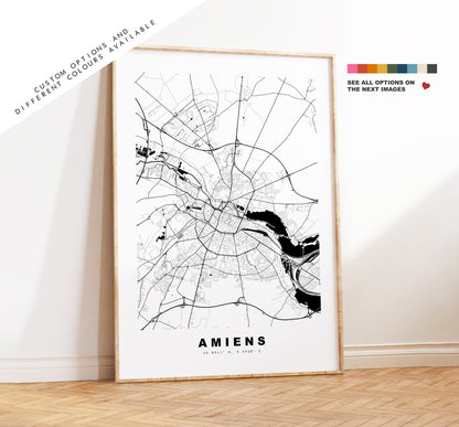 Amiens Map Print - City Map Poster - Map Wall Art - France City Maps - Amiens Print - Amiens Poster - Minimalist City Map - France