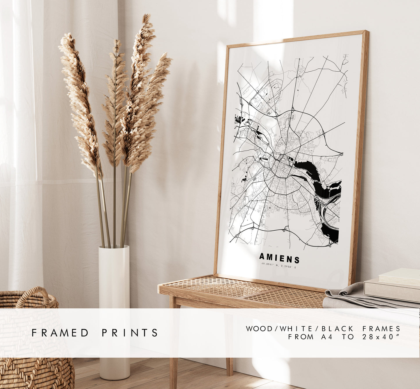 Amiens Map Print - City Map Poster - Map Wall Art - France City Maps - Amiens Print - Amiens Poster - Minimalist City Map - France