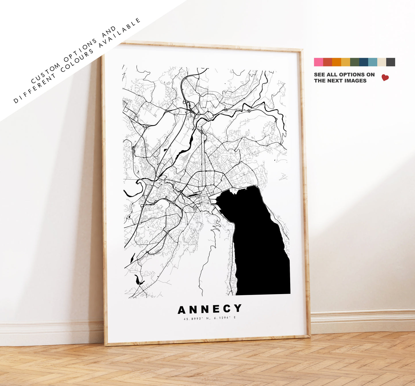 Annecy Map Print - City Map Poster - Map Wall Art - France City Maps - Annecy Print - Annecy Poster - Minimalist City Map - France