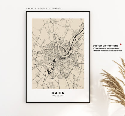 Caen Map Print - City Map Poster - Map Wall Art - France City Maps - Caen Print - Caen Poster - Minimalist City Map - France