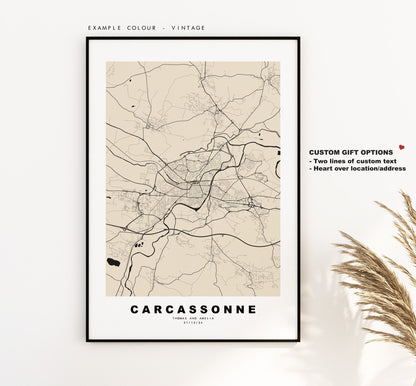 Carcassonne Map Print - City Map Poster - Map Wall Art - France City Maps - Carcassonne Print - Carcassonne Poster - Minimalist City Map