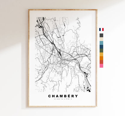 Chambery Map Print - City Map Poster - Map Wall Art - France City Maps - Chambéry Print - Chambéry Poster - Minimalist City Map - France