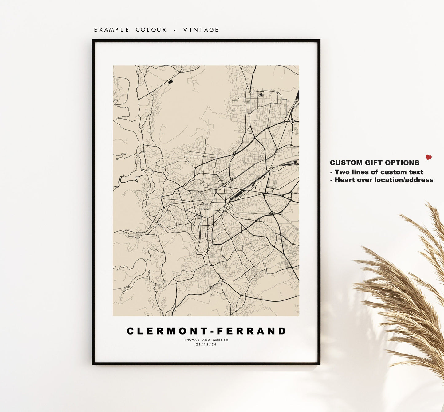 Clermont Ferrand Map Print - City Map Poster - Map Wall Art - France City Maps - Clermont Print - Clermont Poster - Minimalist City Map