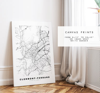 Clermont Ferrand Map Print - City Map Poster - Map Wall Art - France City Maps - Clermont Print - Clermont Poster - Minimalist City Map