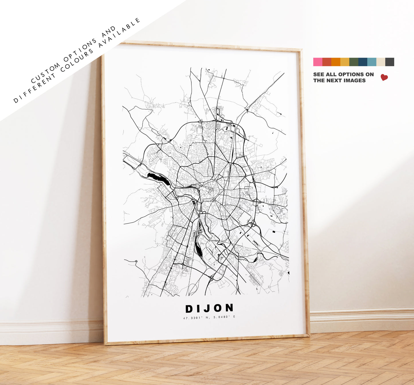 Dijon Map Print - City Map Poster - Map Wall Art - France City Maps - Dijon Print - Dijon Poster - Minimalist City Map - France