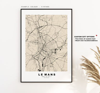 Le Mans Map Print - City Map Poster - Map Wall Art - France City Maps - Le Mans Print - Le Mans Poster - Minimalist City Map - France