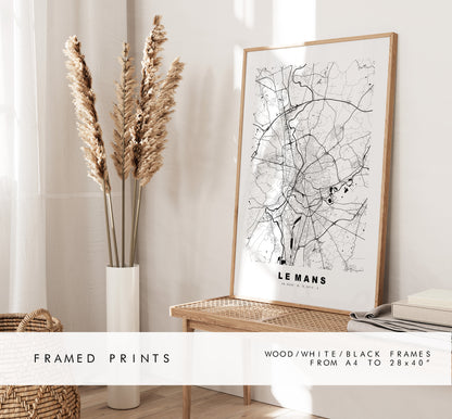 Le Mans Map Print - City Map Poster - Map Wall Art - France City Maps - Le Mans Print - Le Mans Poster - Minimalist City Map - France