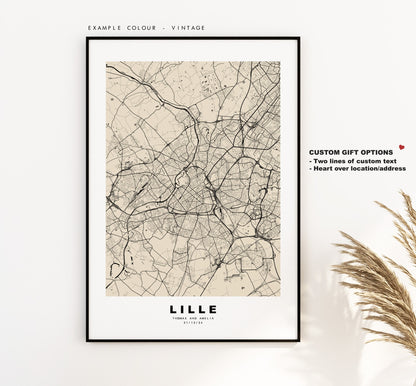 Lille Map Print - City Map Poster - Map Wall Art - France City Maps - Lille Print - Lille Poster - Minimalist City Map - France