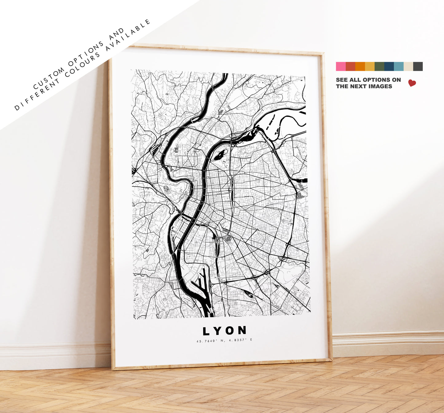 Lyon Map Print - City Map Poster - Map Wall Art - France City Maps - Lyon Print - Lyon Poster - Minimalist City Map - France