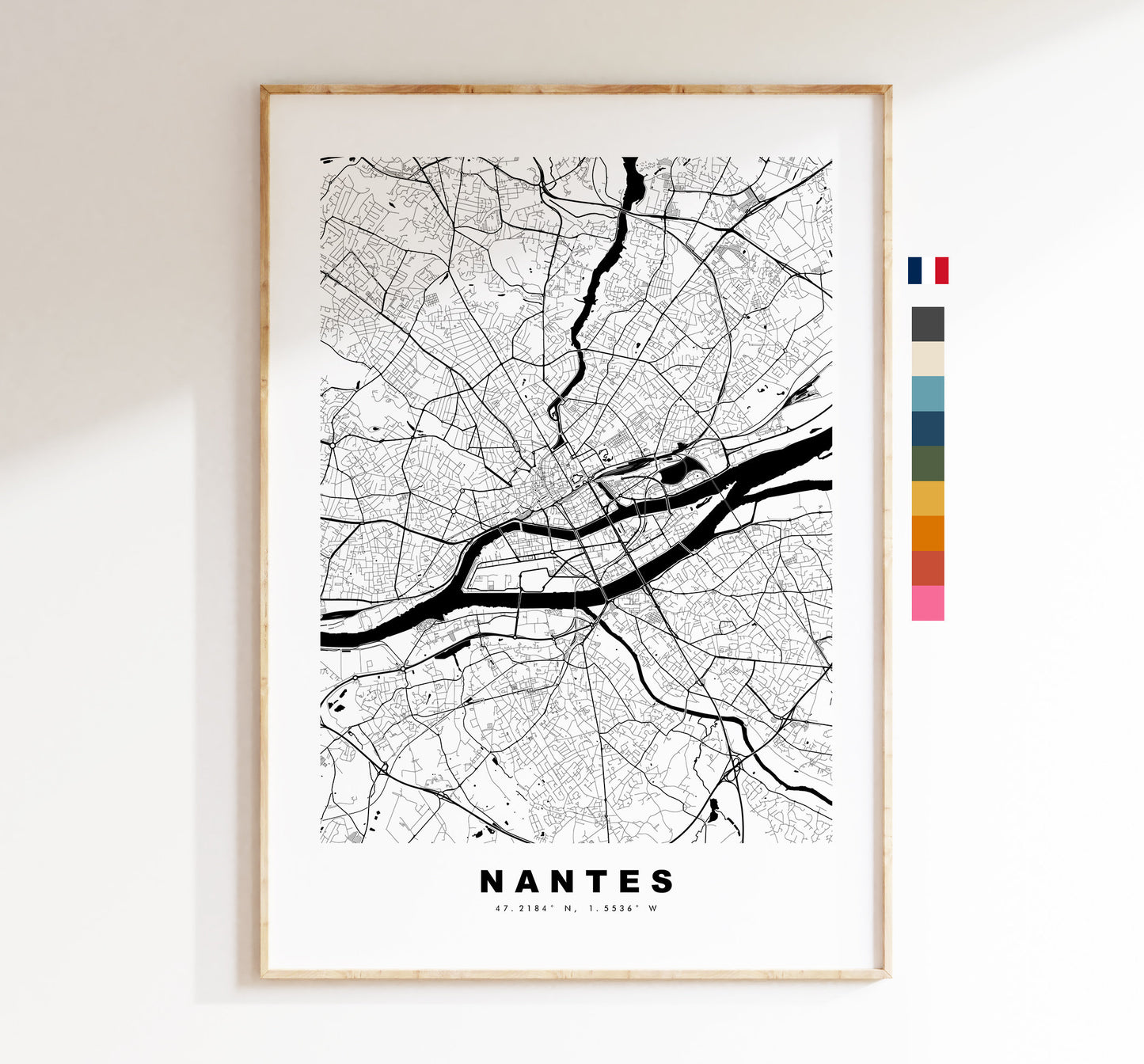 Nantes Map Print - City Map Poster - Map Wall Art - France City Maps - Nantes Print - Nantes Poster - Minimalist City Map - France