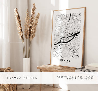 Nantes Map Print - City Map Poster - Map Wall Art - France City Maps - Nantes Print - Nantes Poster - Minimalist City Map - France