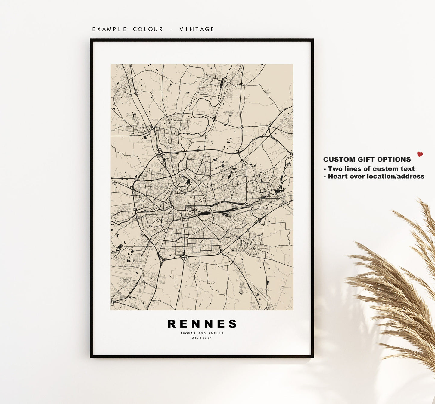 Rennes Map Print - City Map Poster - Map Wall Art - France City Maps - Rennes Print - Rennes Poster - Minimalist City Map - France