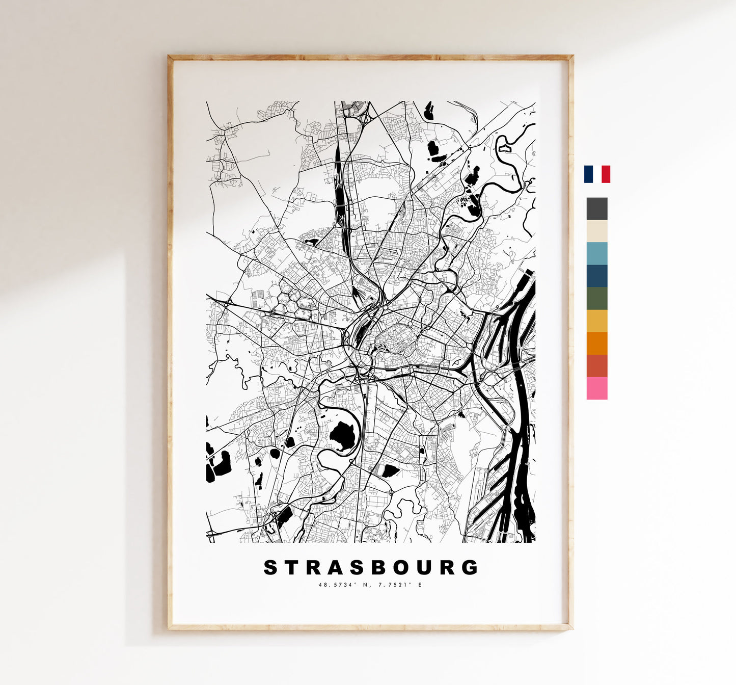 Strasbourg Map Print - City Map Poster - Map Wall Art - France City Maps - Strasbourg Print - Strasbourg Poster - Minimalist City Map