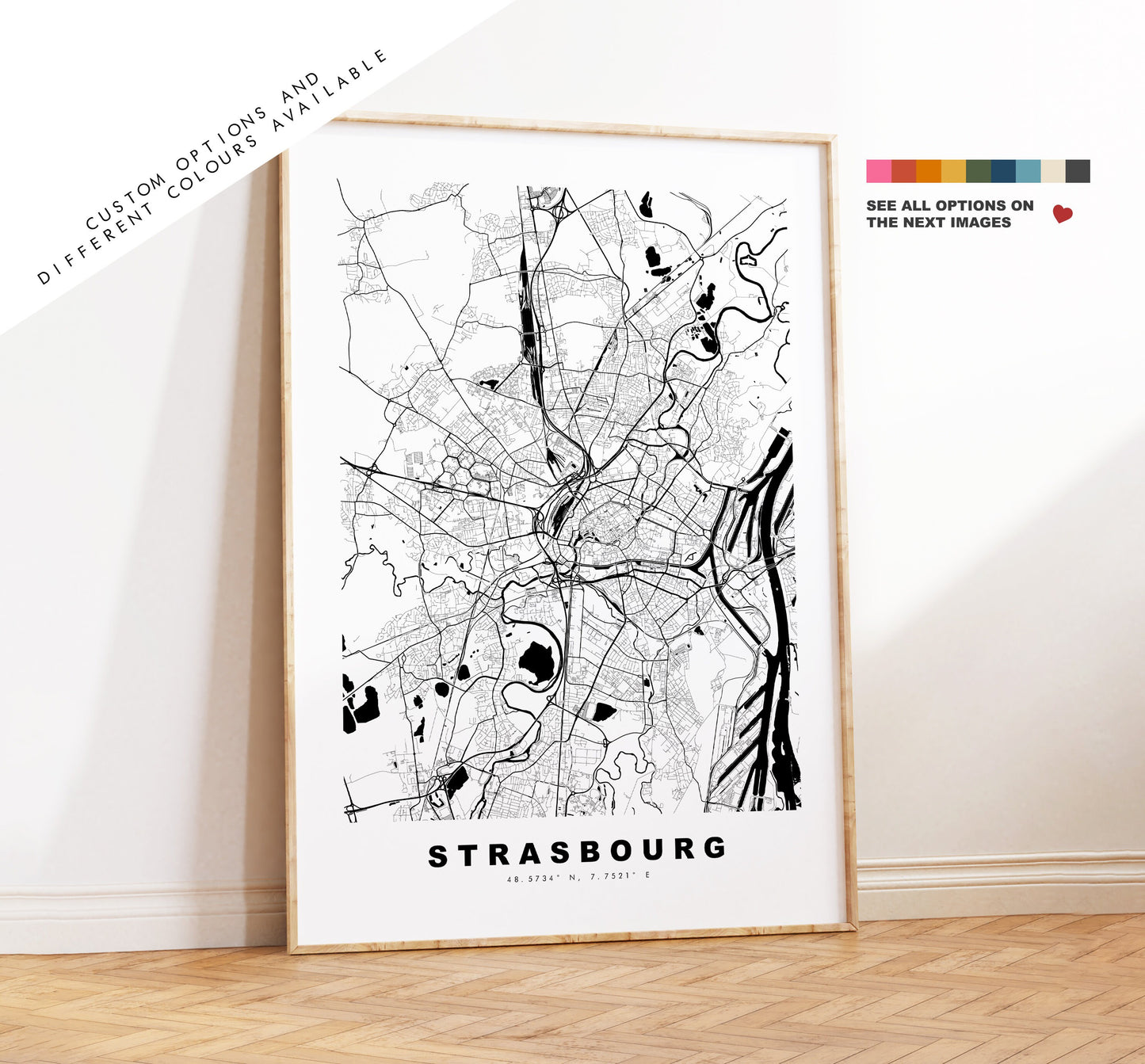 Strasbourg Map Print - City Map Poster - Map Wall Art - France City Maps - Strasbourg Print - Strasbourg Poster - Minimalist City Map