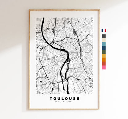 Toulouse Map Print - City Map Poster - Map Wall Art - France City Maps - Toulouse Print - Toulouse Poster - Minimalist City Map - France