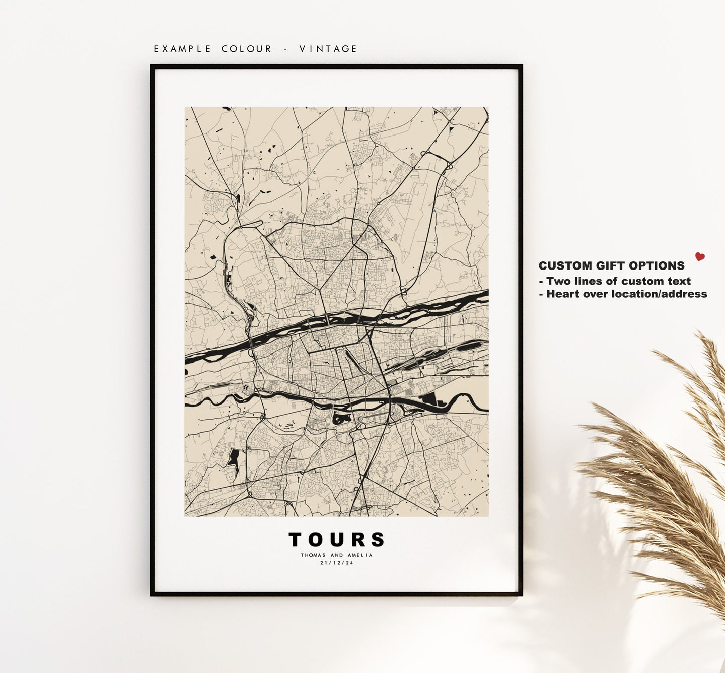 Tours Map Print - City Map Poster - Map Wall Art - France City Maps - Tours Print - Tours Poster - Minimalist City Map - France